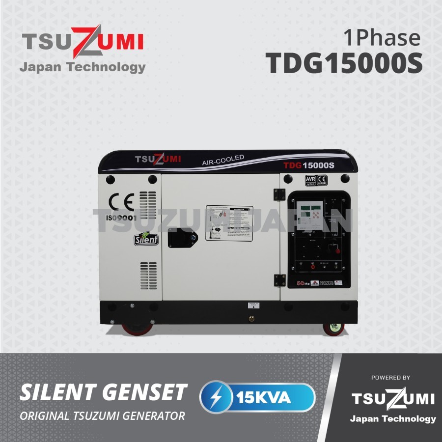 Genset Silent 12000 Watt 1 phase solar TDG15000S Tsuzumi