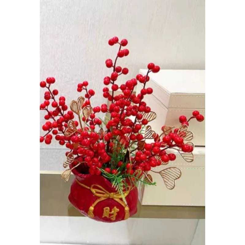 pajangan pot bunga cherry pohon imlek meihua pohon mei hua pohon merah bunga imlek bunga mei hua iml