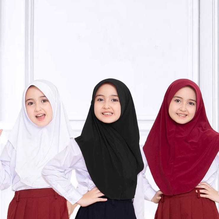 Bergo Hamidah Anak Jersey | Jilbab Instan anak Jersey Umur 5 - 10 tahun