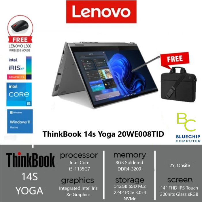 Laptop Lenovo ThinkBook 14s Yoga ITL - i5-1135G7 8GB 512GB 14"FHD