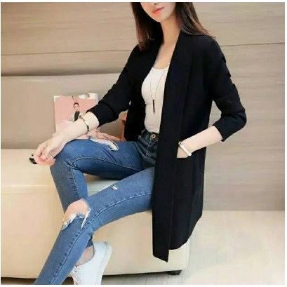 Outer Kardigan Bahan Spandek Premium / Cardigan Polos