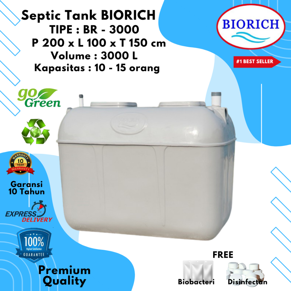Septic Tank Bio, SepticTank BioRich, Spiteng BioTechno, Septik Tank BioFil Biotech Volume  3000 L Ti