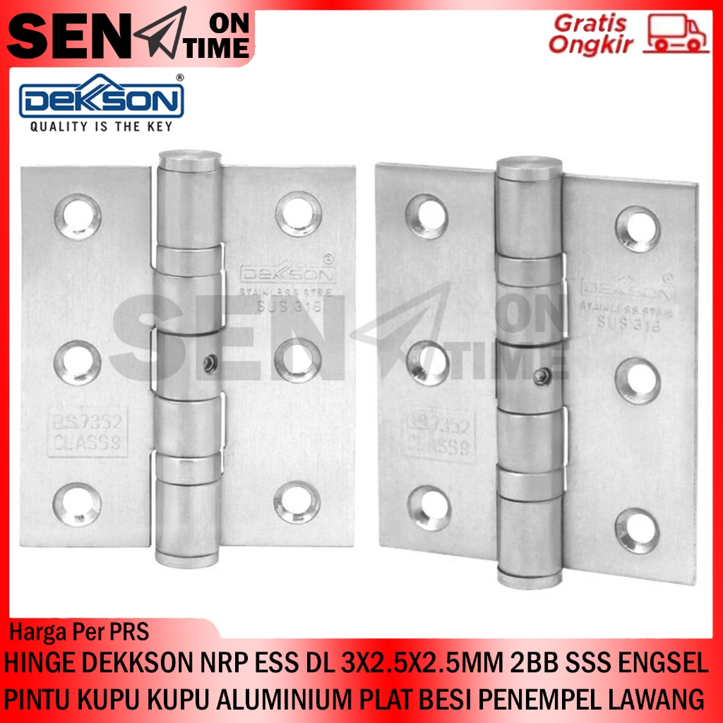 Hinge Dekkson Nrp Ess Dl 3x2.5x2.5mm 2bb Sss Engsel Pintu Kupu Kupu Aluminium Plat Besi Penempel Law