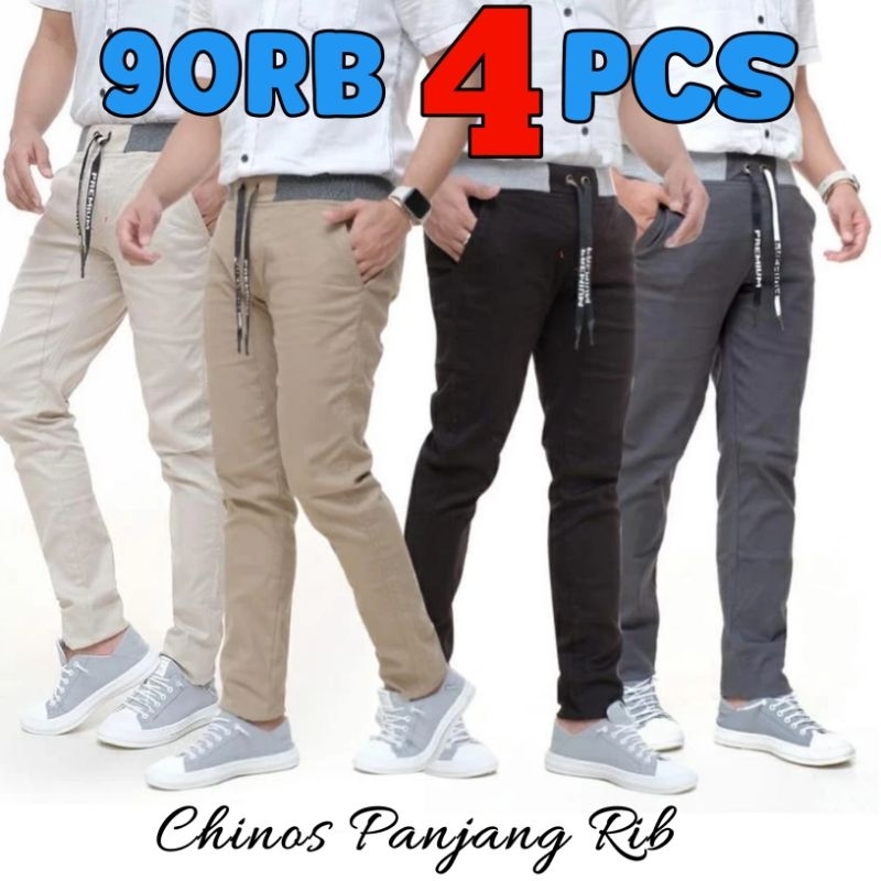 CELANA CHINOS PANJANG PRIA 4 PCS CELANA CHINO PANJANG RIB PANTS / CELANA PANJANG CHINOS