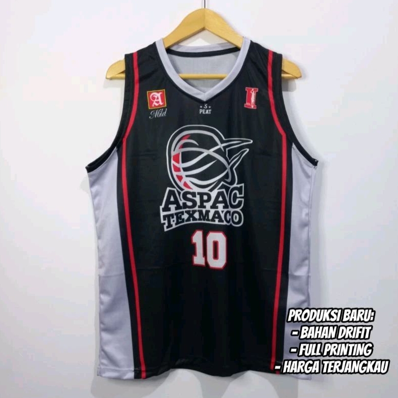 JERSEY BASKET IBL REPRO ASPAC TEXMACO #10 MARIO WUYSANG - HITAM