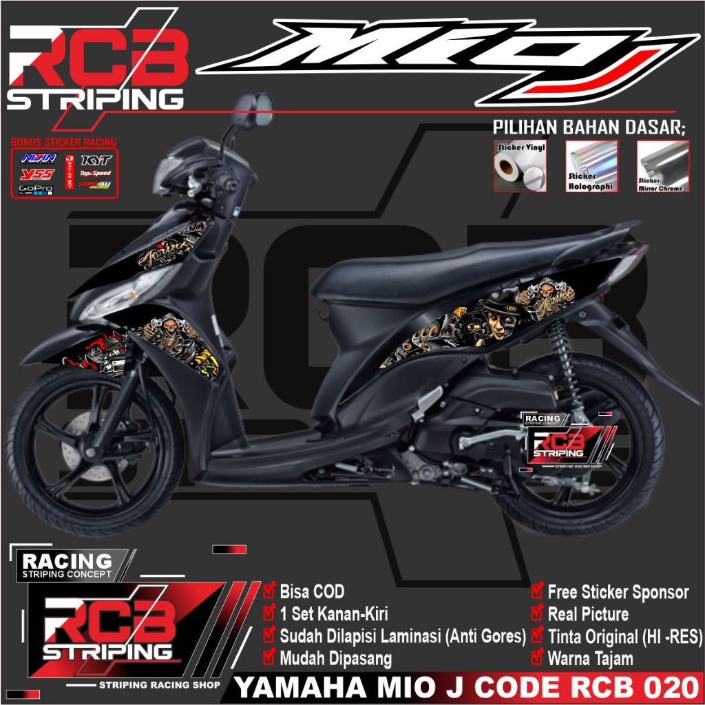 Stiker Variasi Mio J - Sticker Striping Motor Mio J Motif jerink striping mio j rcb 020