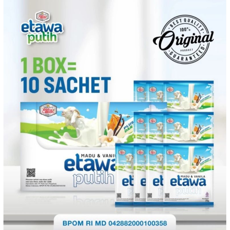 

Ratu Lebah Susu Kambing Etawa Putih Plus Madu & Vanila 1 Box (10 Sachet)