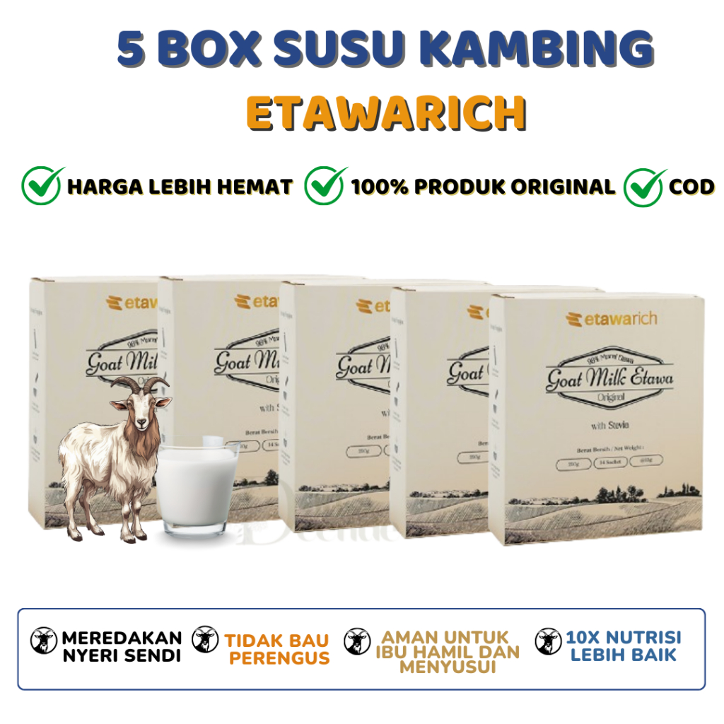 

ETAWARICH Susu Kambing Etawa Asli Paket Bundling Isi 5 Meringankan Masalah Pernafasan