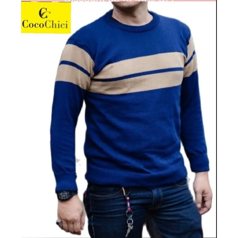 Sweater Rajut Pria Strip 2 Sweater Rajut Premium Quality ,Sweater Rajut  Halus