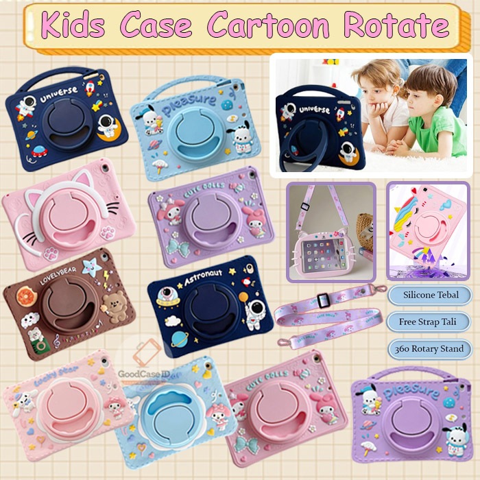 ( FREE STRAP TALI SELEMPANG ) Samsung Galaxy Tab A8 10.5 2022 X205 X200 Kids Case Silikon Ring Stand