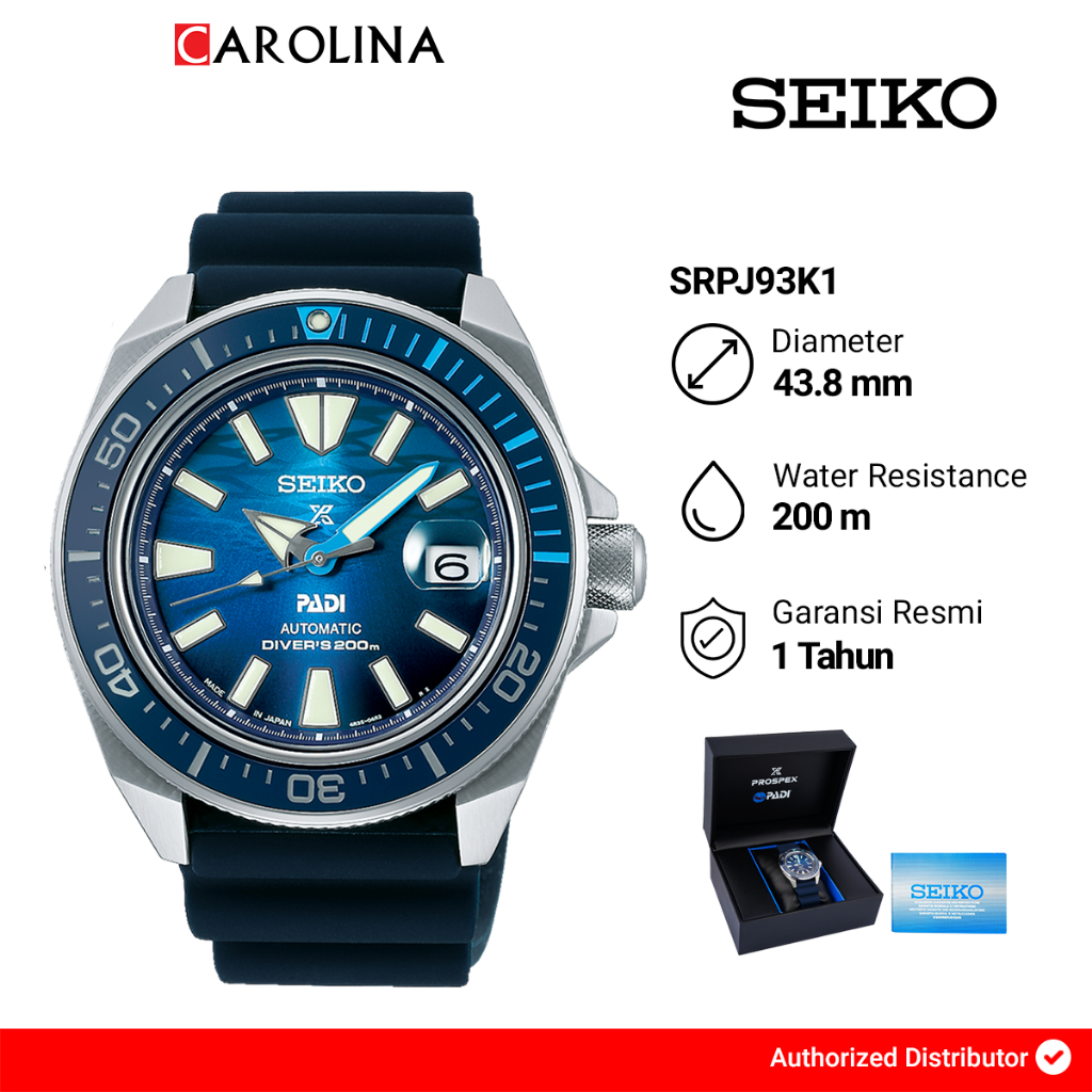 Jam Tangan Pria Seiko Prospex SRPJ93K1 King Samurai PADI Great Blue Dial Blue Silicone Strap Special