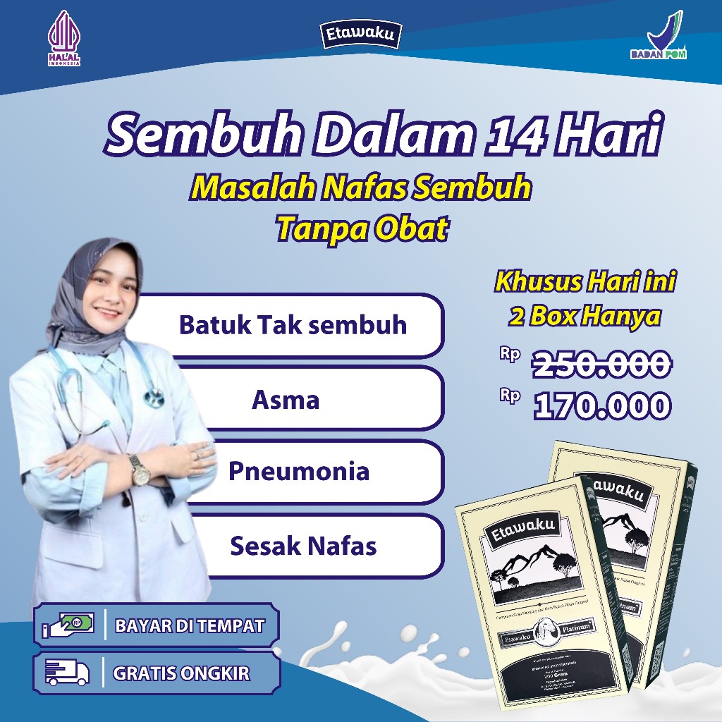 

Paket 2 Box Etawaku Platinum Solusi Nafas Lega Dalam Hitungan Hari Tanpa Efek Samping Original Ampuh Mengatasi Masalah Asma Batuk Sesak Nafas Bronkitis Hipertensi TBC Susu Rendah Gula 100% Original