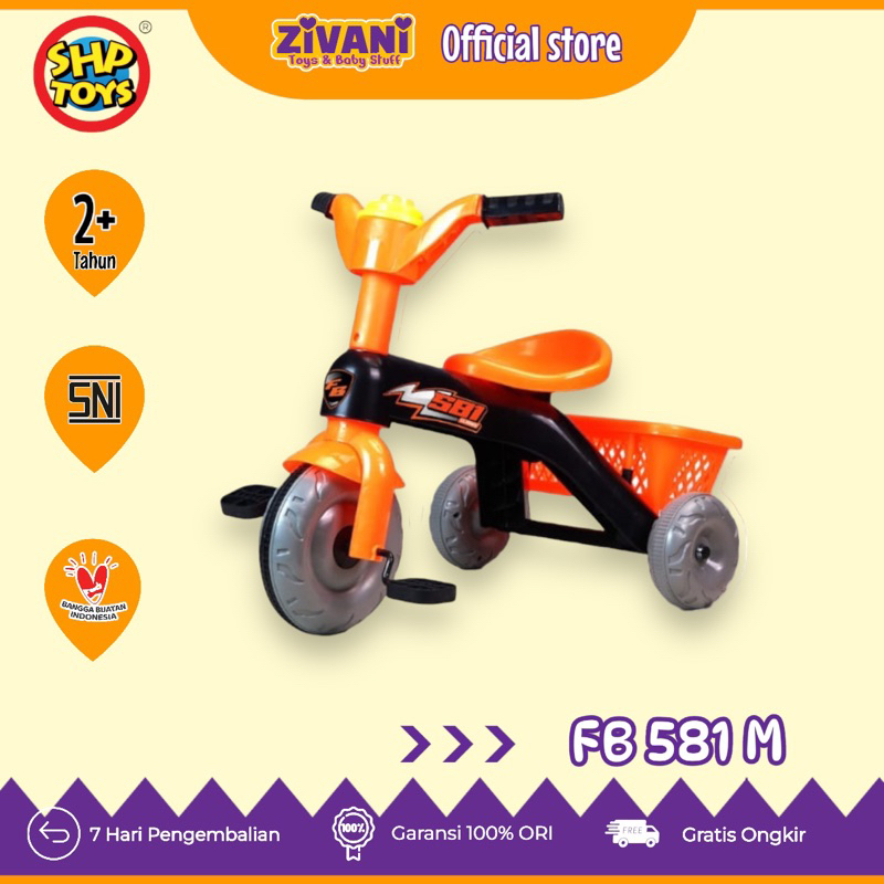 ZIVANI Mainan anak sepeda roda tiga sepeda plastik Shp Toys Fbm 581 m
