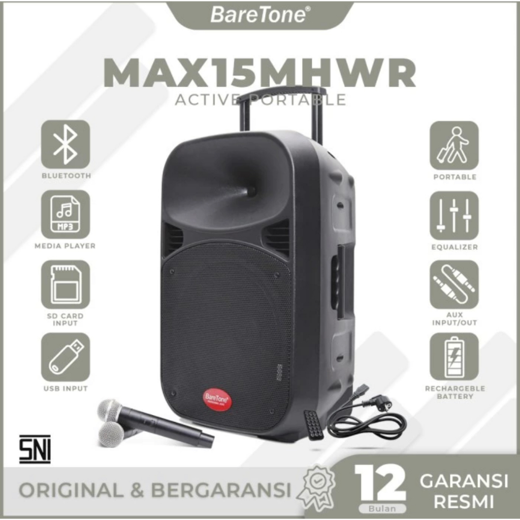 BareTone MAX15MHWR Speaker Aktif Portable 15 inch