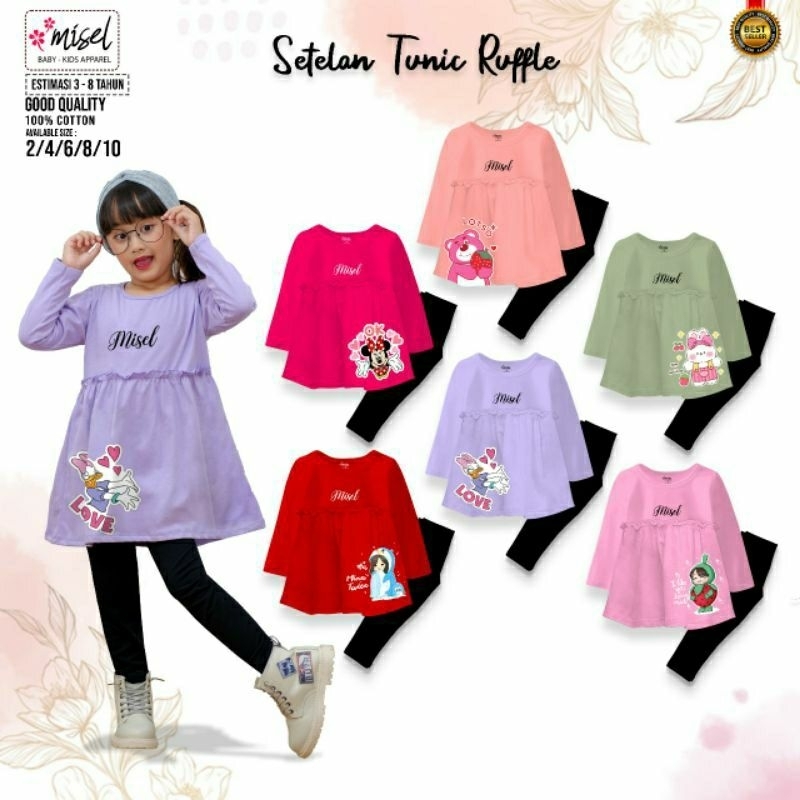 One set by Misel setelan anak perempuan tunik leging terbaru 2-9 tahun