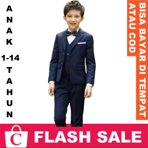 Anak Anak Usia Umur 1 - 14 tahun Jas Laki Blazer Cowok Slimfit Model Kekinian Celana BIRU NAVY DONGK