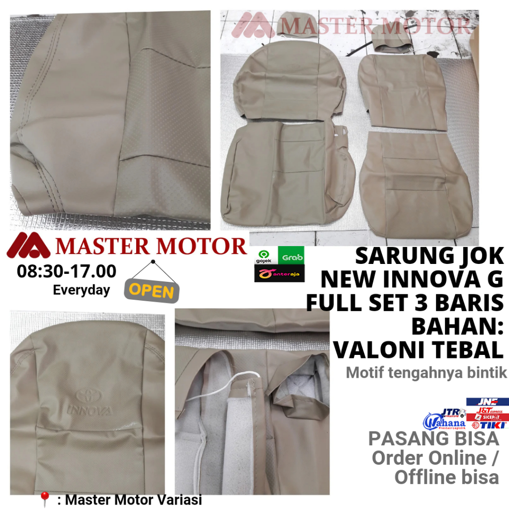 Sarung Jok New Innova G 1 set full Mocha Valoni TEBAL bintik + bungkus headrest jog Innova lama 2005