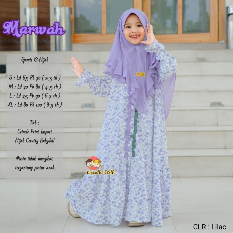 Marwah Set Gamis Hijab  Pashmina.Gamis set anak terbaru