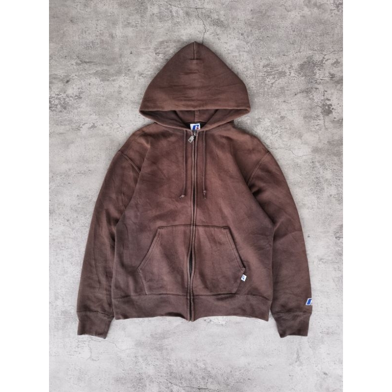 Vintage Russell Athletic Hoodie Blank Brown