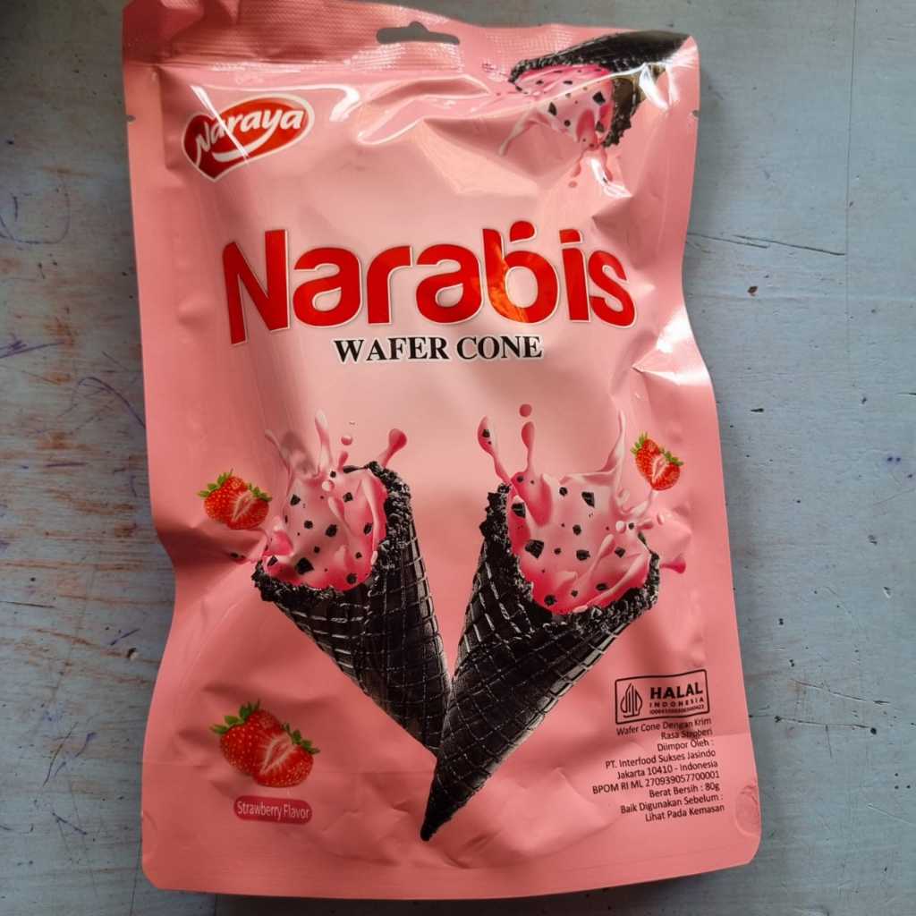 

Naraya Narabis Wafer Cone Coklat Strawberry Pak 80gram (KECIL)