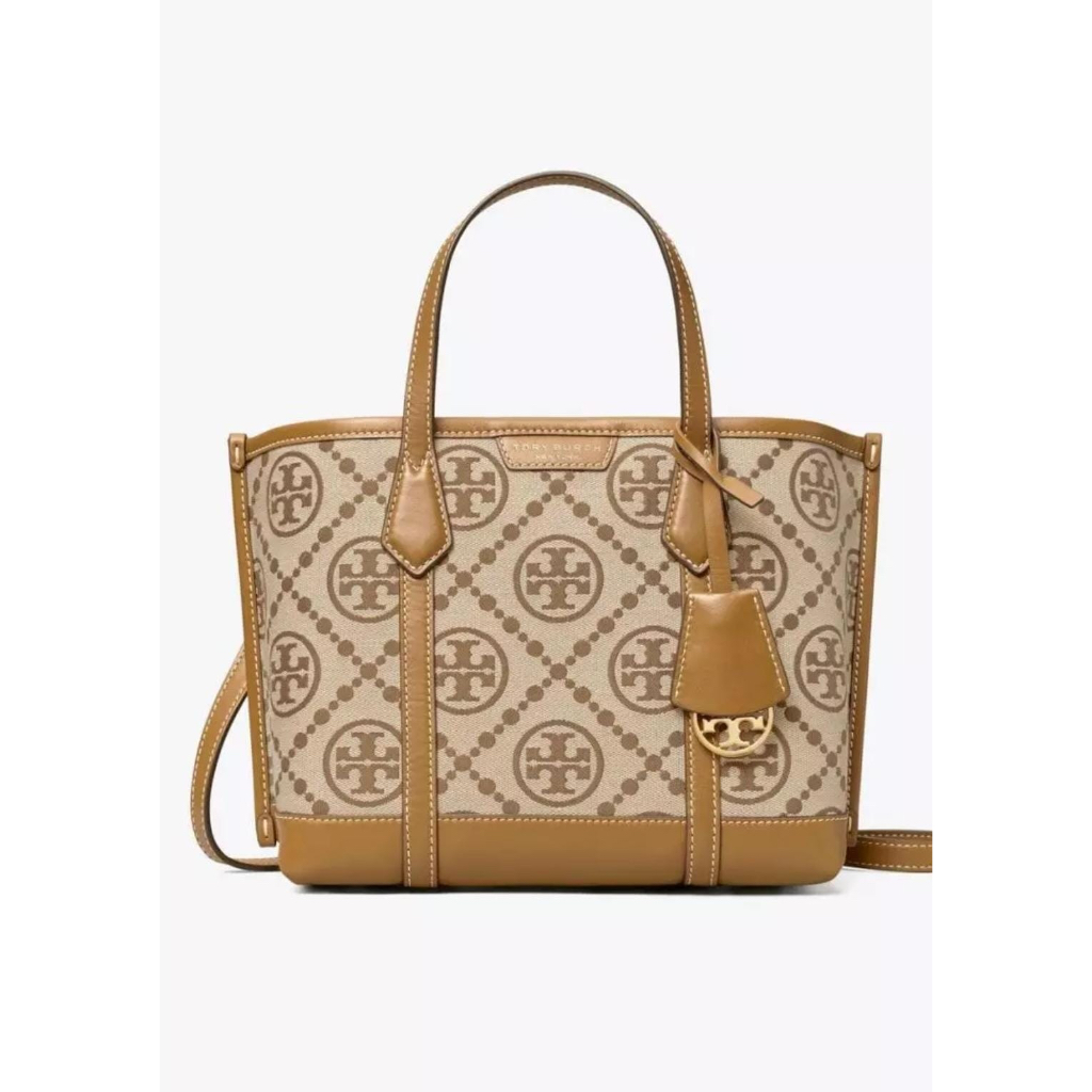 Tory burch Perry T Monogram small triple compartment tote Tory Hazel