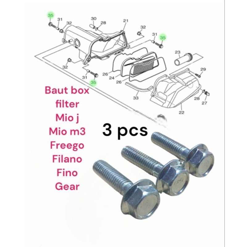 baut box filter mio j mio m3 freego filano gear fazzio gt
