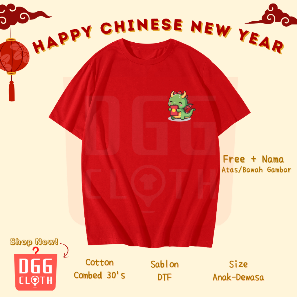 DGGCloth Kaos Imlek Shio Naga Baju Tshirt Logo Imlek Sincia Type 10