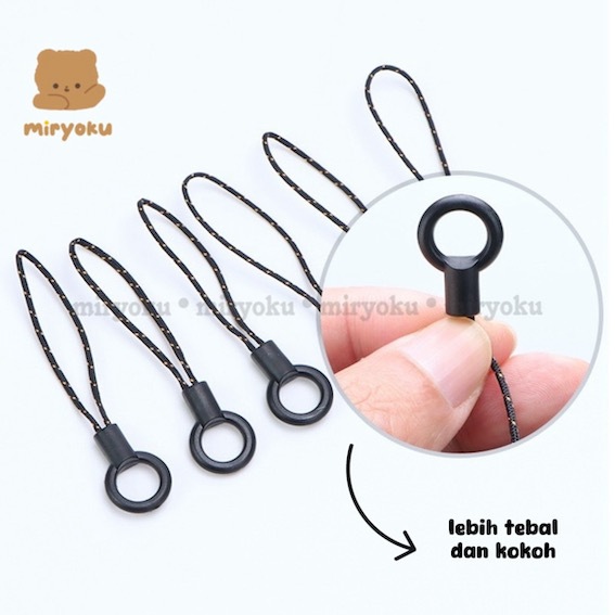 MIRYOKU Tali Hitam Putih Extension Gantungan Case Hp Ponsel Lanyard Gesper Tali Lanyard Strap Gantun