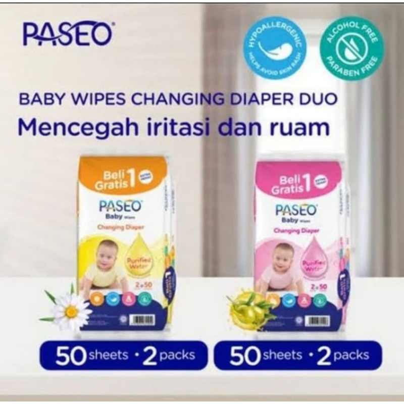 Paseo Tissue tisu basah paseo baby wipes 50 sheets PROMO BUY 1 GET 1 PROMO Bayi