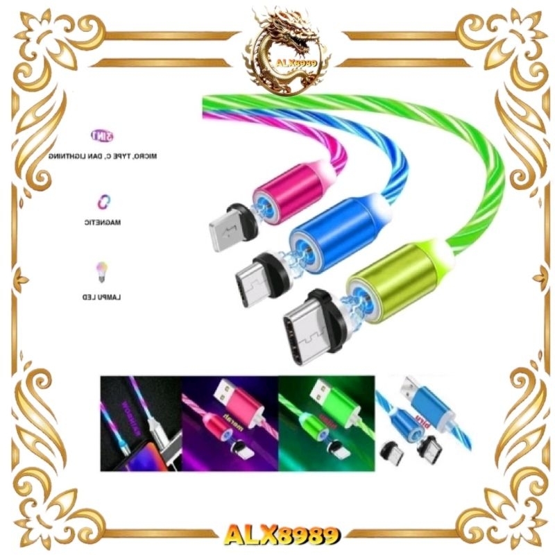 Data Cable Magnetic 3in1/ Kabel Data Magnetic/ Kabel Micro/ Kabel Type-C/ Kabel iPhone/ Kabel Lightn