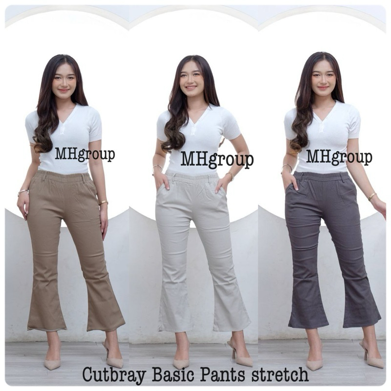 CUTBRAY Basic Pants Celana Cutbray Wanita Stretch Celana Katun Wanita MH