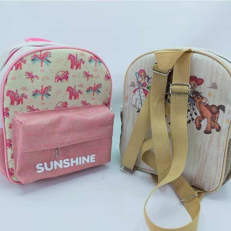 Custom RAINBOW BACKPACK Canvas Tas Ransel Punggung Sekolah Goodie Bag Souvenir Ulang Tahun Anak BERM