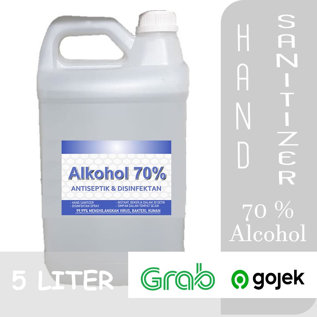 ALKOHOL 70% 5 LITER murni, HAND SANITIZER, DISINFEKTAN