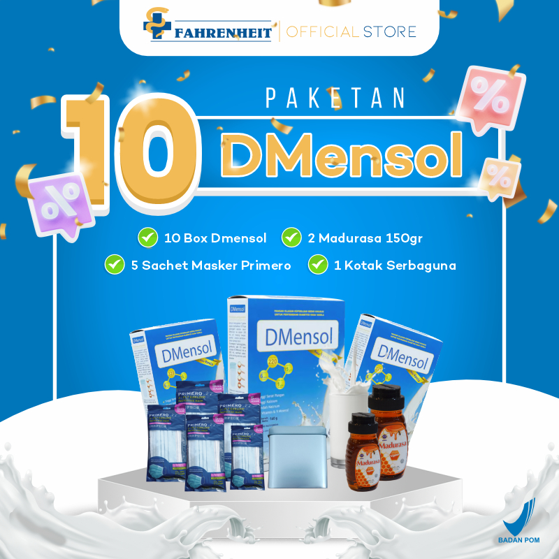 

DMensol Susu Diabetes Rasa Vanila 160gr Paket 10 - Tinggi Serat, Tinggi Kalsium, Rendah Natrium, 14 Vitamin dan 9 Mineral by Fahrenheit
