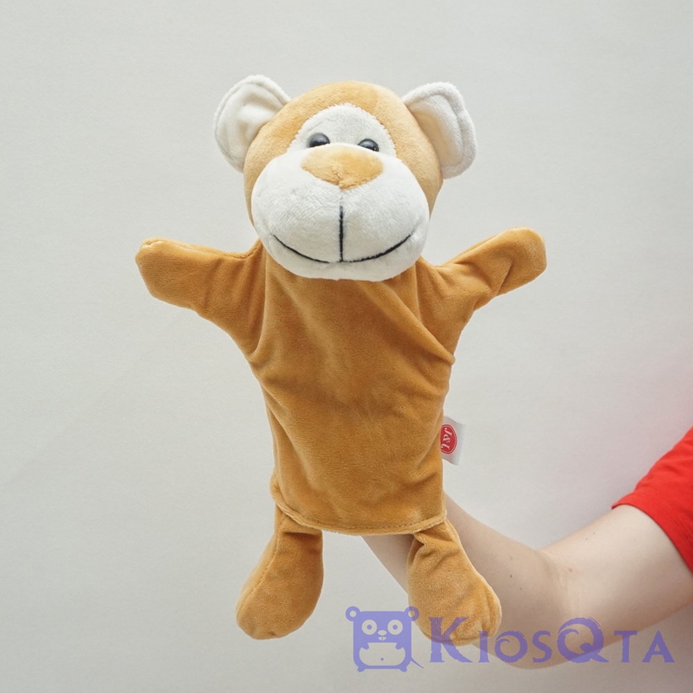 Boneka tangan monyet coklat kaki tangan