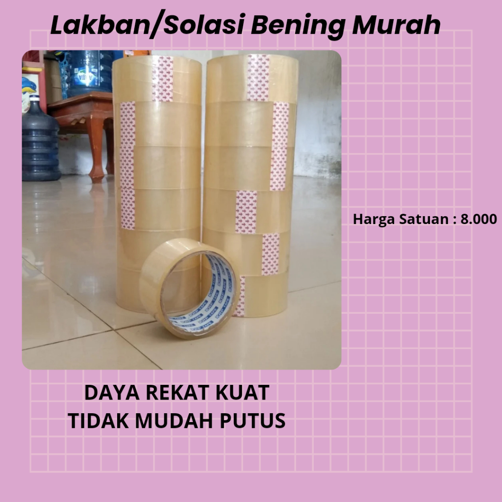 

Lakban Bening Isolasi Selotip Clear Tape Daya Lengket Kuat