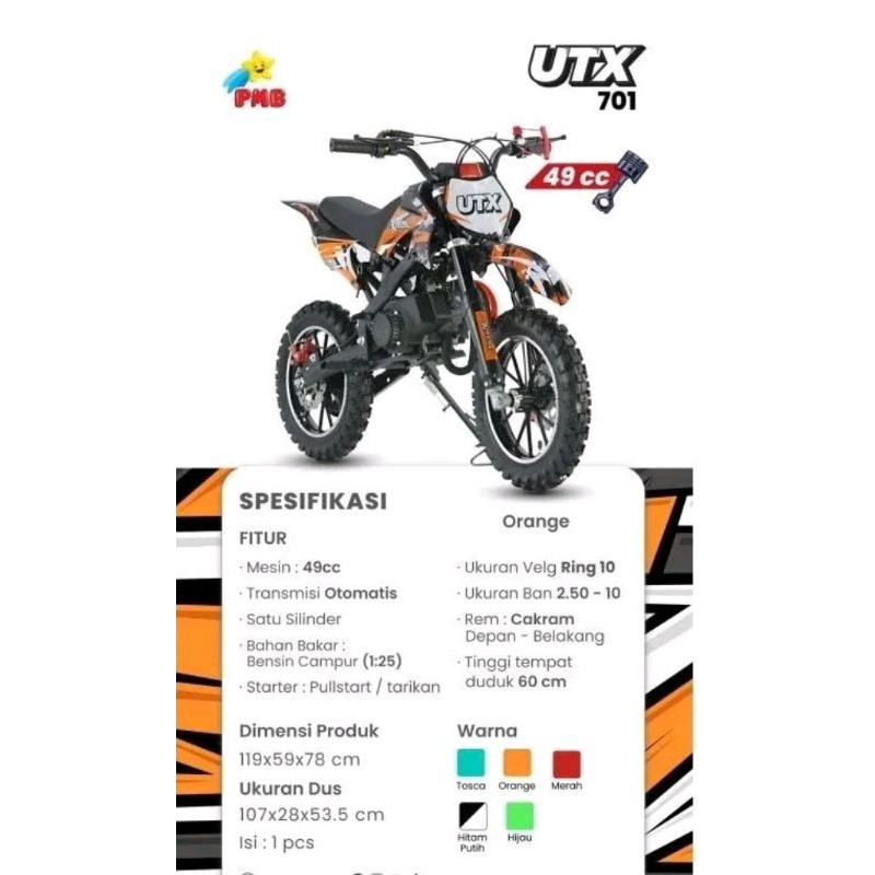 Sepeda Motor Bensin Mainan Anak Mini Trail UTX 701