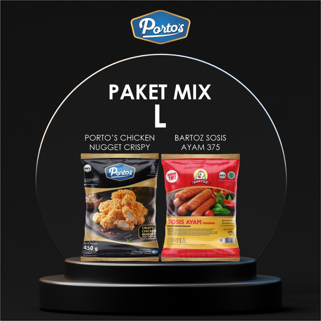 

PORTO'S - Paket Mix L - Porto's Crispy Chicken Nugget & Bartoz Sosis Ayam