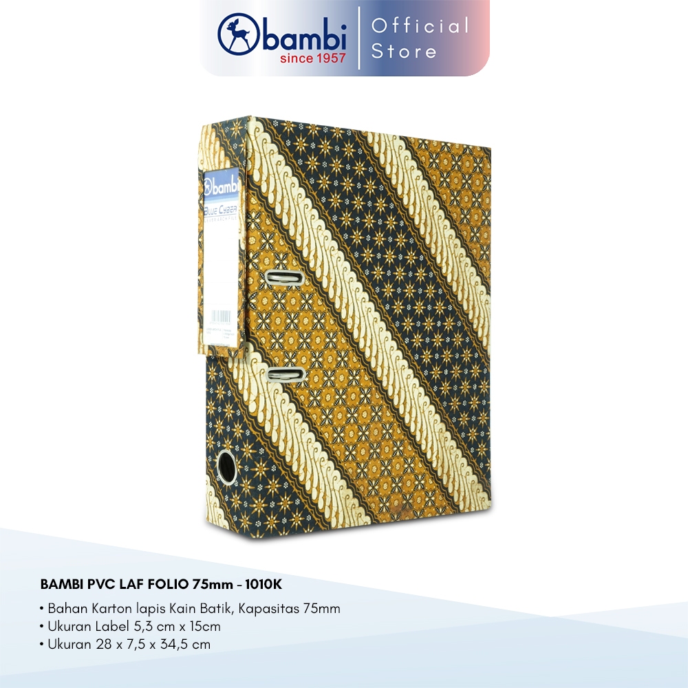 

Bambi Lever Arch File Ordner Folio Jumbo Size 75 mm Premium Kain Batik Asli Motif Parang Original