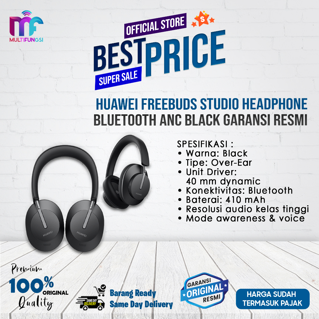 Huawei Headphone FreeBuds Studio Bluetooth ANC Black Garansi Resmi