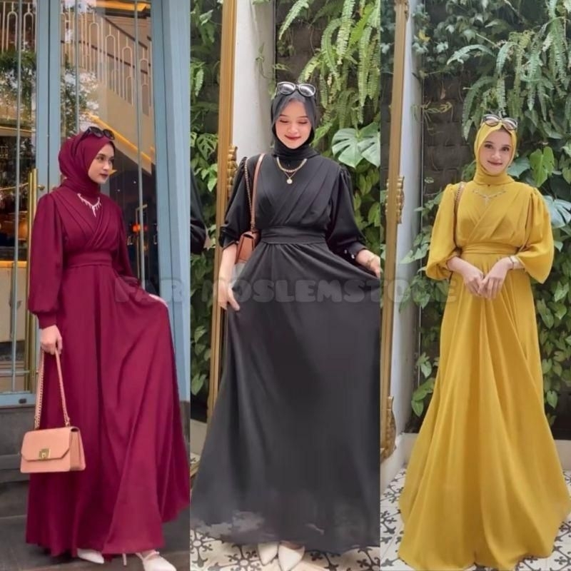 GAUDY MAXY CERUTY DRESS FREE BELT // GAMIS LEBARAN TERBARU 2024 // GAMIS SIMPLE MEWAH DAN TERMURAH