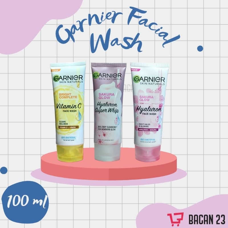 Garnier Facial Wash (100ml) (Sakura White - Light Complete) Sabun Cuci Muka Scrub / Bacan23