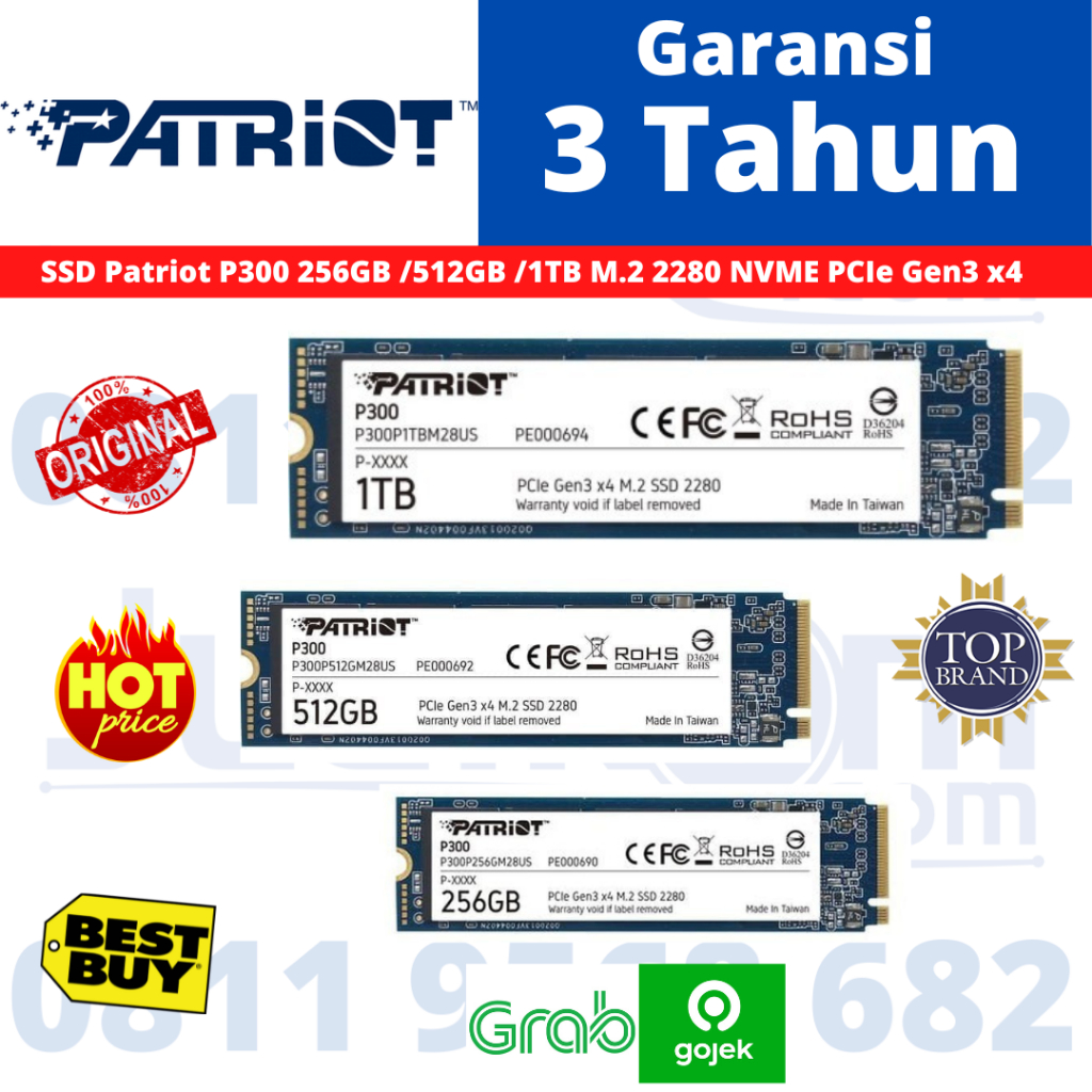 SSD Patriot P300 256GB M.2 2280 NVME PCIe Gen3 x4