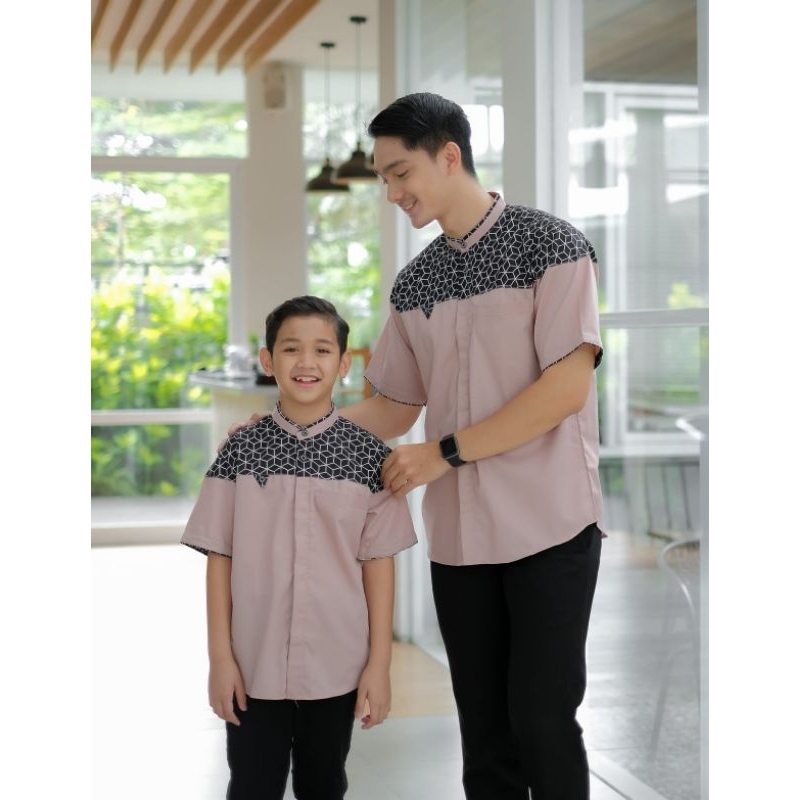Baju Koko Couple Ayah Dan Anak Baju Lebaran Couple Pasangan 2024 Kemeja Koko Ayah Dan Anak Laki Laki