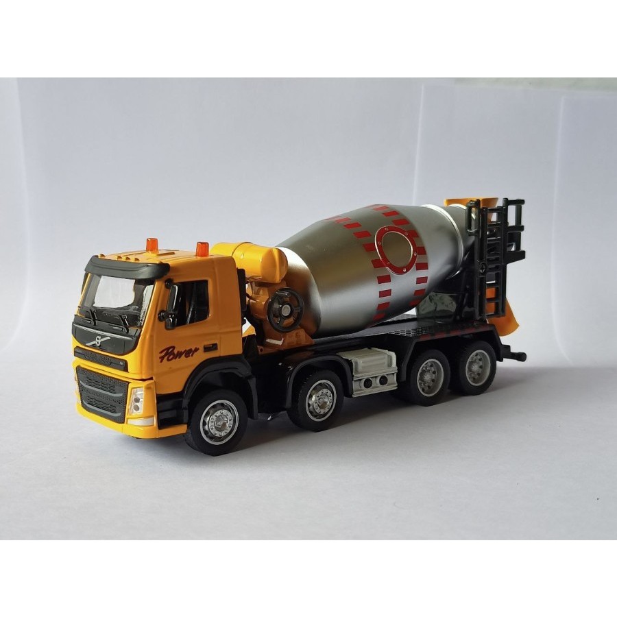 Diecast Truk Volvo Cement Mixer silver mainan miniatur mobil molen murah