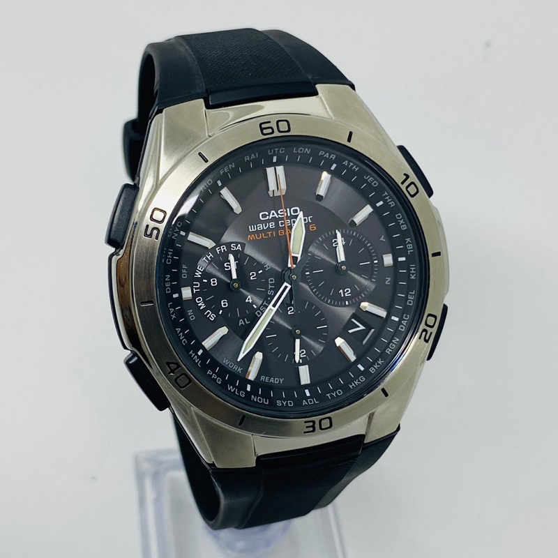 Casio Wave Ceptor WVQ-M410 Chronograph Black Dial Rubber