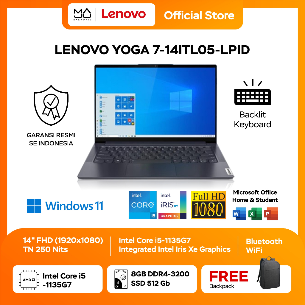 LAPTOP LENOVO Yoga Slim 7 14ITL05-LPID i5-1135G7/SSD 512GB/8GB/ GREY