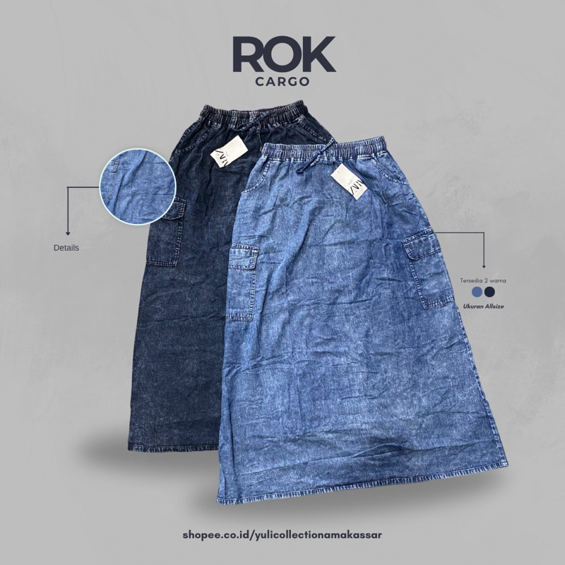 Rok Skirt Cargo Levis Panjang Dewasa