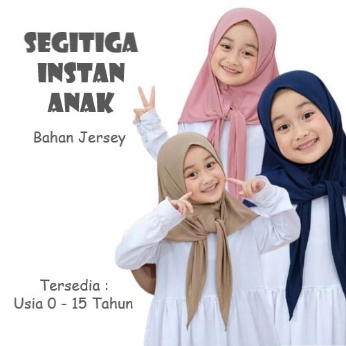 Jilbab Segitiga Instan Anak Hijab Instan Anak Perempuan Non ped Bahan Jersey Kekinian