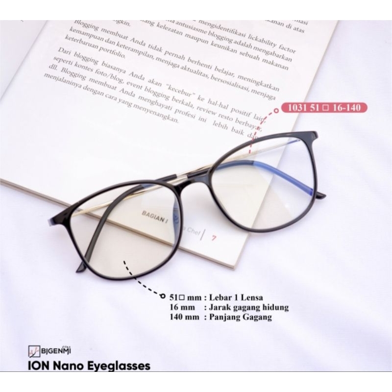 PROMO Kacamata Terapi Ion Bigenmi Premium 8 Black Rose Gold/Black Silver Stok Terbaru